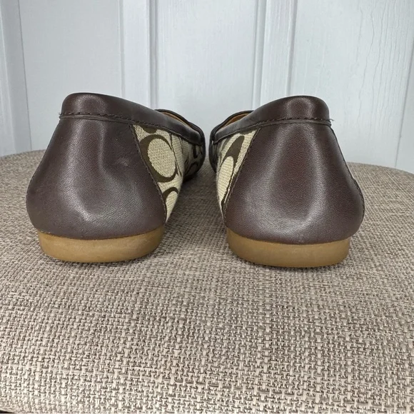 Coach Logo Shoes Flores A2160 loafers brown signature C jacquard size 7.5 - Picture 4 of 7